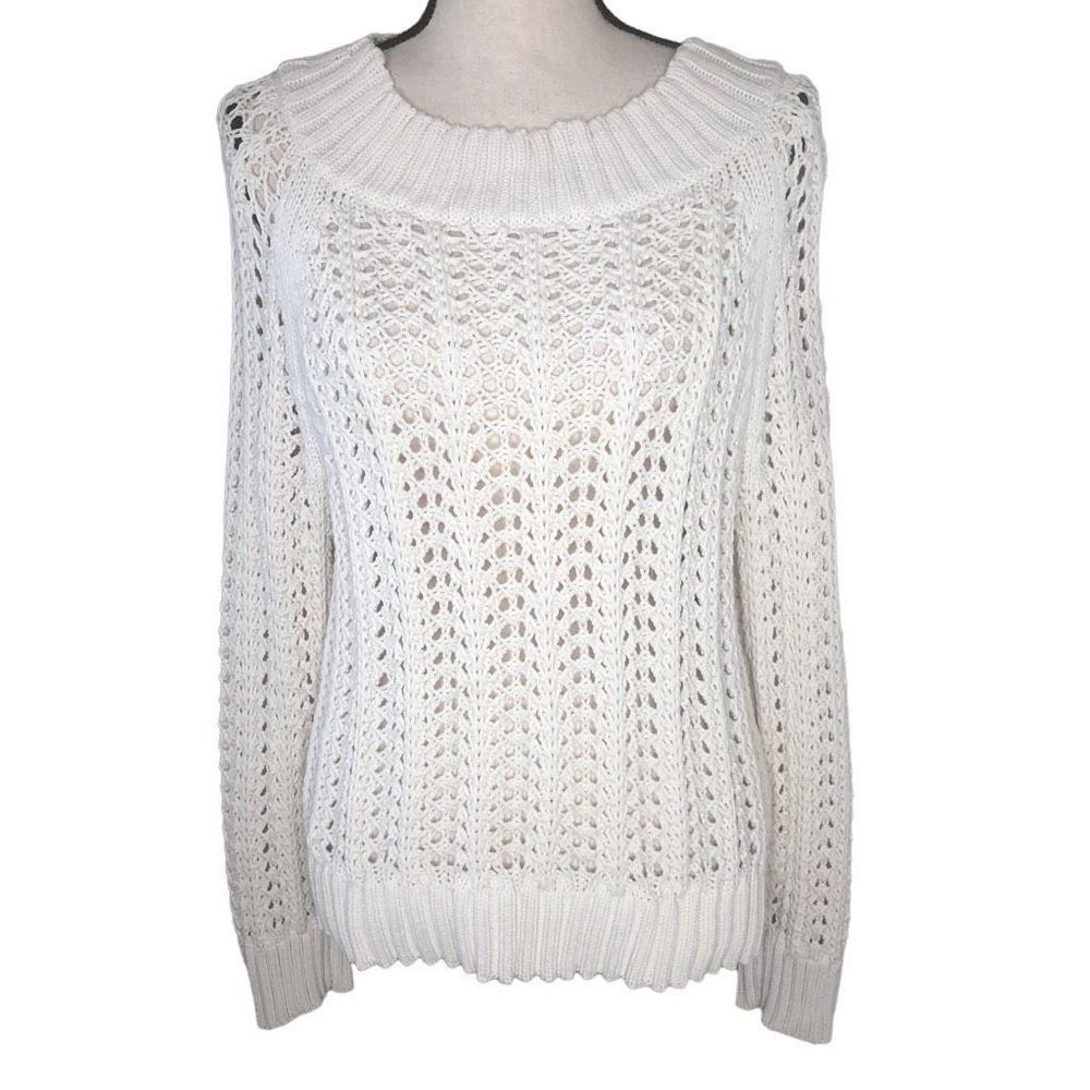 J. Crew Beach Pointelle Natural Open Knit Sweater